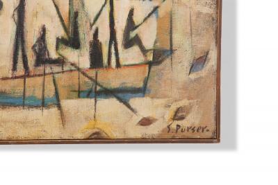 Stuart Robert Purser Five Foot Long Riverboat Oil Painting Mid Century 1949