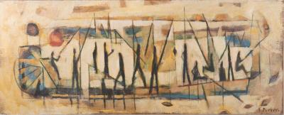 Stuart Robert Purser Five Foot Long Riverboat Oil Painting Mid Century 1949