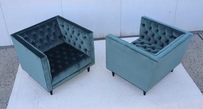 Stuart Scott Tufted Tux Club Chairs In Velvet