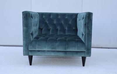 Stuart Scott Tufted Tux Club Chairs In Velvet