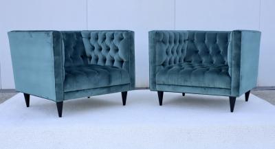Stuart Scott Tufted Tux Club Chairs In Velvet