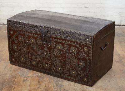 Studded Leather Travel Chest