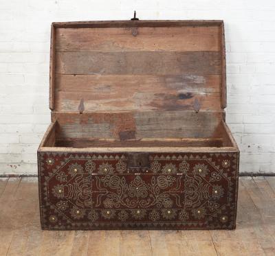 Studded Leather Travel Chest