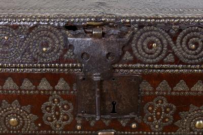 Studded Leather Travel Chest