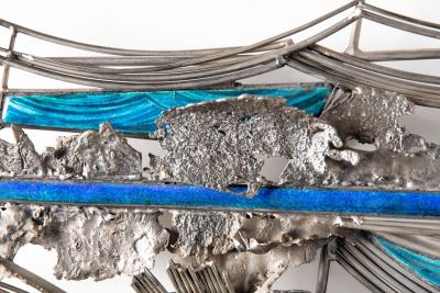 Studio Del Campo Del Campo Brutalist Seascape Wall Sculpture in Steel and Enamel 1978