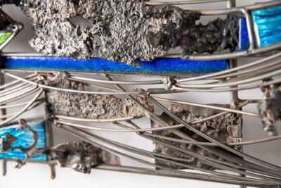 Studio Del Campo Del Campo Brutalist Seascape Wall Sculpture in Steel and Enamel 1978