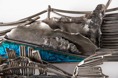 Studio Del Campo Del Campo Brutalist Seascape Wall Sculpture in Steel and Enamel 1978