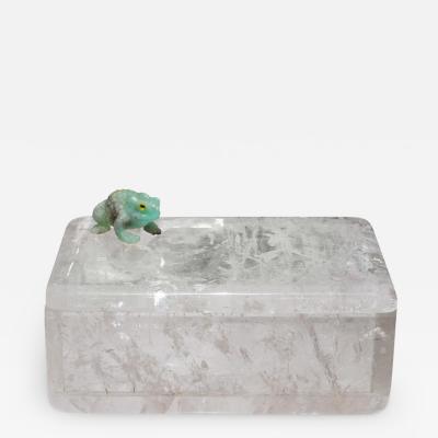 Studio Maison Nurita Large Clear Quartz Rock Crystal Box with Aventurine Frog