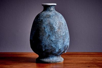 Studio Pottery Vase with Crater Glaze