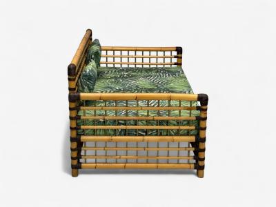 Studio Smania Italian Modern Bamboo Cane Fabric Sofa Italy 1970s