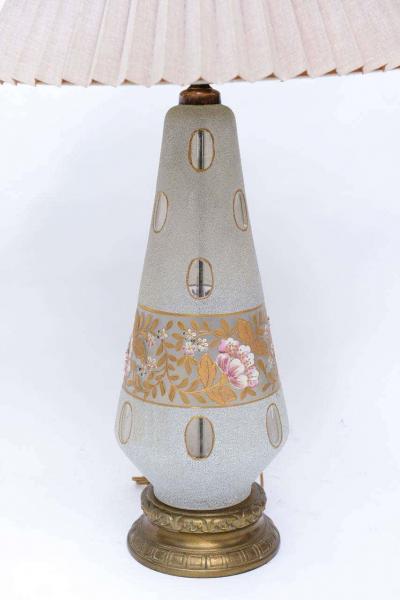 Stunning 1950s Pair of Fenton Coin Dot Frosted Glass Table Lamps