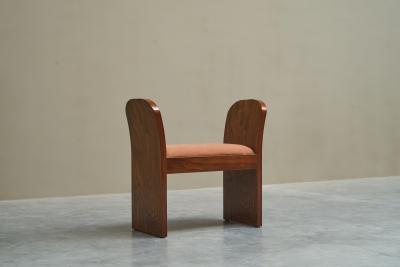 Stunning Art Deco Bench in Burl Walnut and Velvet 1930s