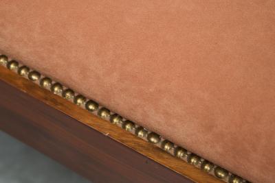 Stunning Art Deco Bench in Burl Walnut and Velvet 1930s