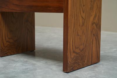 Stunning Art Deco Bench in Burl Walnut and Velvet 1930s