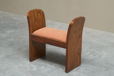 Stunning Art Deco Bench in Burl Walnut and Velvet 1930s