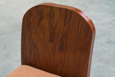 Stunning Art Deco Bench in Burl Walnut and Velvet 1930s