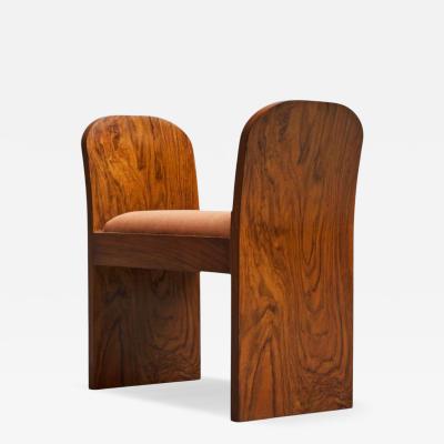 Stunning Art Deco Bench in Burl Walnut and Velvet 1930s
