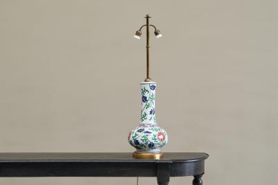 Stunning French Chinoiserie Table Lamp in Porcelain and Brass 1940s