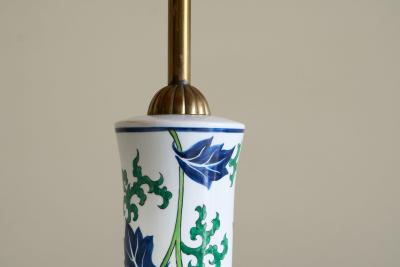 Stunning French Chinoiserie Table Lamp in Porcelain and Brass 1940s