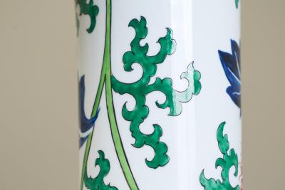 Stunning French Chinoiserie Table Lamp in Porcelain and Brass 1940s