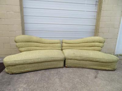 Stunning Hollywood Regency Butterfly Wing 1940s Two Piece Sectional Sofa