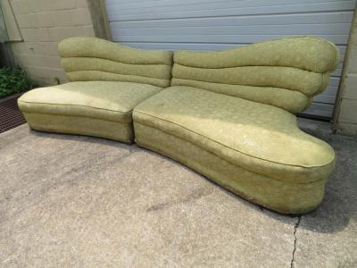 Stunning Hollywood Regency Butterfly Wing 1940s Two Piece Sectional Sofa