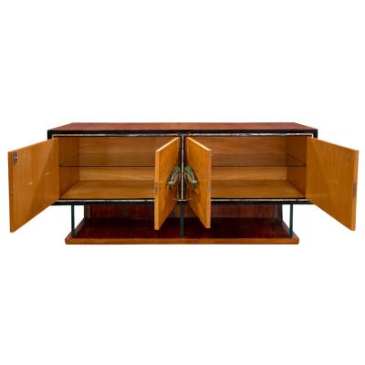 Stunning Italian Credenza with Fontana Arte Glass Elements 1950s