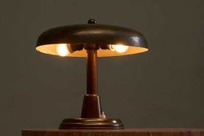 Stunning Italian Table Lamp in Patinated Brass Mid 20th Century