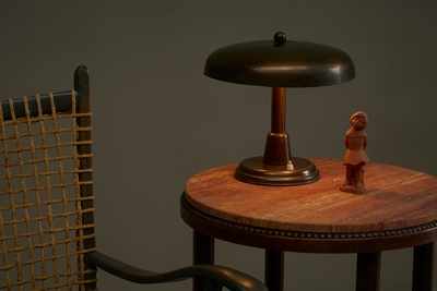 Stunning Italian Table Lamp in Patinated Brass Mid 20th Century
