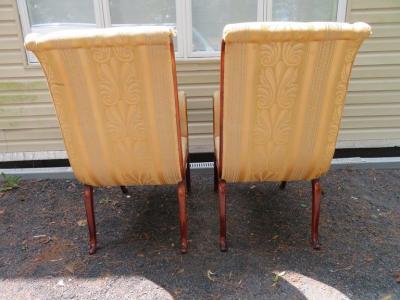Stunning Karges Parler Deux Hollywood Regency High Low Armchairs