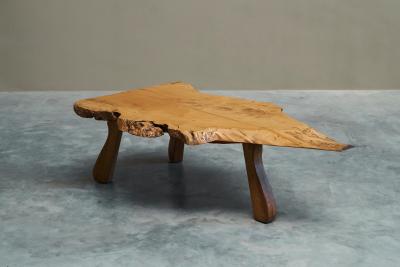 Stunning Live Edge Coffee Table in Solid Baltic Pine Europe 1960s