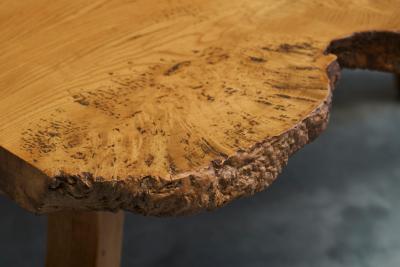 Stunning Live Edge Coffee Table in Solid Baltic Pine Europe 1960s