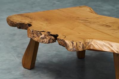 Stunning Live Edge Coffee Table in Solid Baltic Pine Europe 1960s