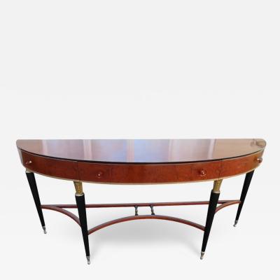 Stunning Louis XVI Style French Mahogany Demilune Console Table