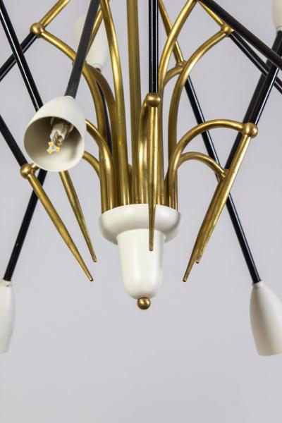 Stunning Midcentury Stilnovo Attr Chandelier 1950