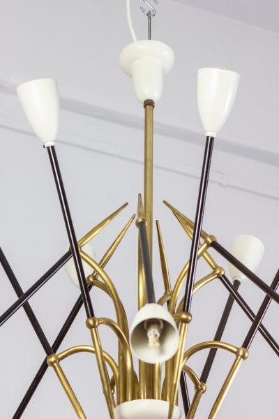 Stunning Midcentury Stilnovo Attr Chandelier 1950