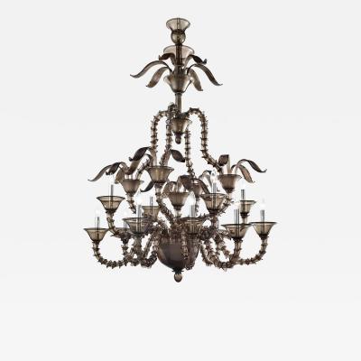 Stunning Modern Smoked Fum Ca Rezzonico Murano Glass Chandelier