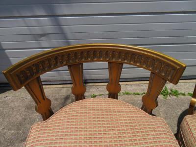 Stunning Pair Hollywood Regency Maison Jansen style Slipper Chairs