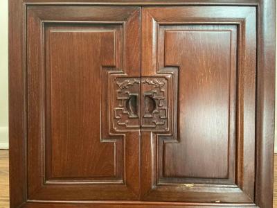 Stunning Pair Solid Rosewood Chinoiserie Nightstand End Table Mid Century