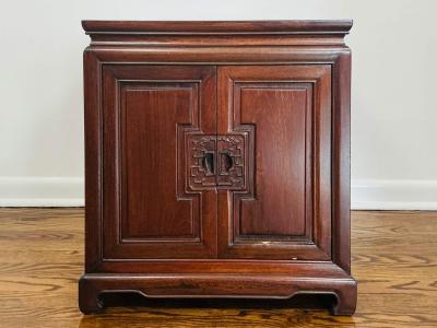 Stunning Pair Solid Rosewood Chinoiserie Nightstand End Table Mid Century