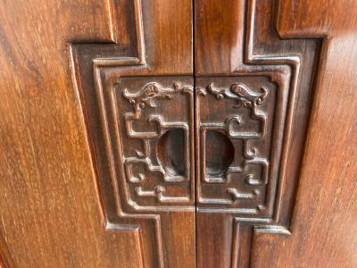 Stunning Pair Solid Rosewood Chinoiserie Nightstand End Table Mid Century