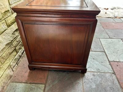 Stunning Pair Solid Rosewood Chinoiserie Nightstand End Table Mid Century