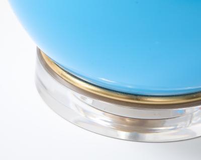 Stunning Pair of 1960s Blue Murano Glass Lamps