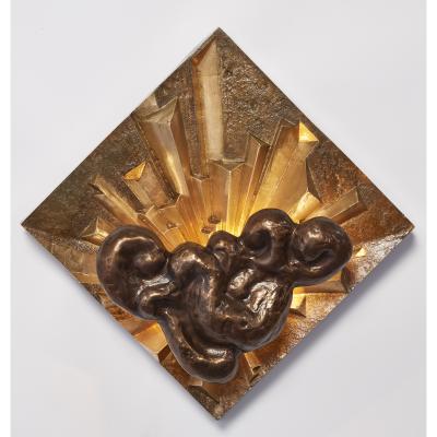 Stunning Pair of Cast Bronze Sconces France 1970s