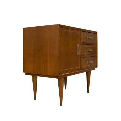 Stunning Pair of Italian Bedside Tables in Mahogany with Brass Accents 1950s
