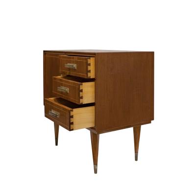 Stunning Pair of Italian Bedside Tables in Mahogany with Brass Accents 1950s