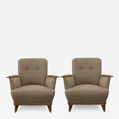 Stunning Pair of Italian Mahogany Club Chairs