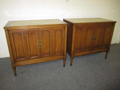 Stunning Pair of Mosaic Top Mid Century Modern Nightstands