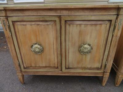 Stunning Pair of Neoclassical Distressed Bachelors Chests Hollywood Regency
