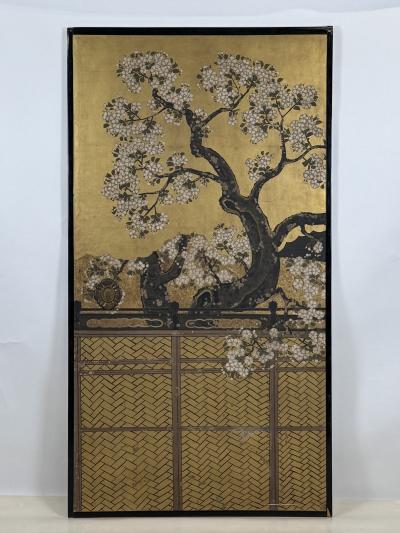 Stunning Set of Four 19th Century Edo Period Fusuma Door Decorative Panels